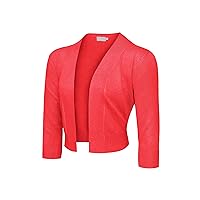 G-Style USA Women's 3/4 Sleeve Open Front Lightweight Cropped Shrug Cardigans Sweaters (S-XL)
