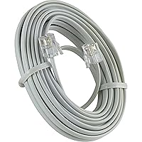Power Gear Telephone Line Cord, 15 Feet, Phone Cord, Modular Jack Ends, Works for Phone, Modem or Fax Machine, for Use in Home or Office, White, 76192