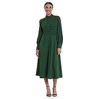 Donna Morgan Women's Smocked Bodice & Collar Midi Dress