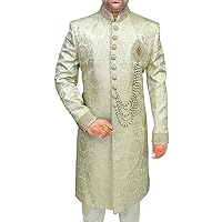 Mens Indo Western Light Golden Sherwani for Men Embroidered SH0533