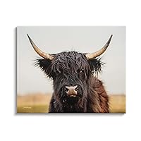 Stupell Industries Black Highland Cow Portrait Canvas Wall Art by Dakota Diener