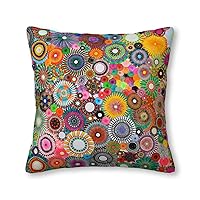Childhood Flowers Dreams,Colourful Drawing Velvet Throw Pillow Covers Sofa Pillowcase Car Square Throw Pillowcases Home Decoration 18x18Inch, White 11 (LTT6666)