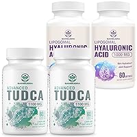 Liposomal Hyaluronic Acid Supplements 1000mg and TUDCA Liver Support 1100mg (Pack of 4)