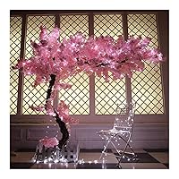 Cherry Blossom Trees with Lights Pink Artificial Flowers Handmade Fake Cherry Blossom Tree Decor for Indoor Outdoors, 5ft Tall