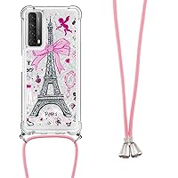 IVY P Smart 2021 Fashion Quicksand with Reinforced Corner and Drop Protection and Liquid Flow Design for Huawei P Smart 2021 Case - Eiffel Tower