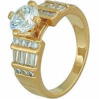 Circle Cubic Zirconia Wedding Ring for Women & Girls 24k Gold Plated