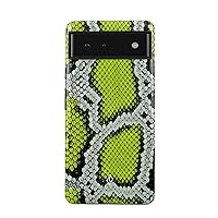 BURGA Phone Case Compatible with Google Pixel 6 - Hybrid 2-Layer Hard Shell + Silicone Protective Case -Neon Green Snake Skin Print Serpent Pattern Exotic - Scratch-Resistant Shockproof Cover