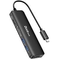 USB C Hub HDMI PD Adapter for MacBook Air/Pro, Surface Pro 7/8, XPS and More, Dockteck 6-in-1 Type C Hub with 4K 60Hz, 100W PD, SD & microSD Card Reader, 2 USB 3.0 Data 5Gbps