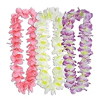 Beistle 3 Piece Silk 'N Petals Island Oasis Hawaiian Leis Tropical Theme Luau Party Favors, Celebrating with You Since 1900, 36