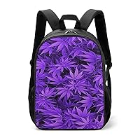 Purple Pot Leaf Weed Unisex Laptop Backpack Lightweight Shoulder Bag Travel Daypack
