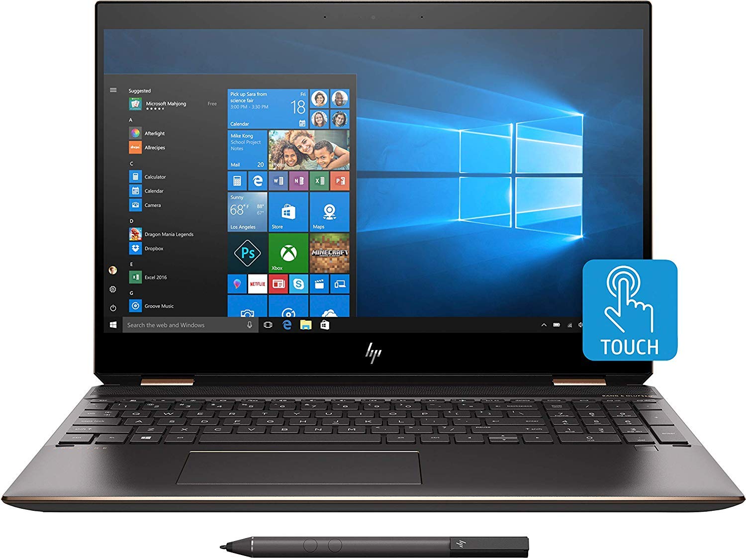 HP Newest Spectre x360 15t Touch AMOLED 10th Gen Intel i7-10510U with Pen, 3 Years McAfee Internet Security, Windows 10 Professional, Warranty, 2-in-1 Laptop PC (16GB, 1TB SSD, Dark Ash)