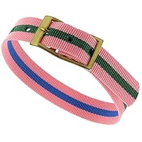 12mm Slide Through Sports Wrap Nylon Textile Pink Green Blue Stripe Reversible Watch Band Strap