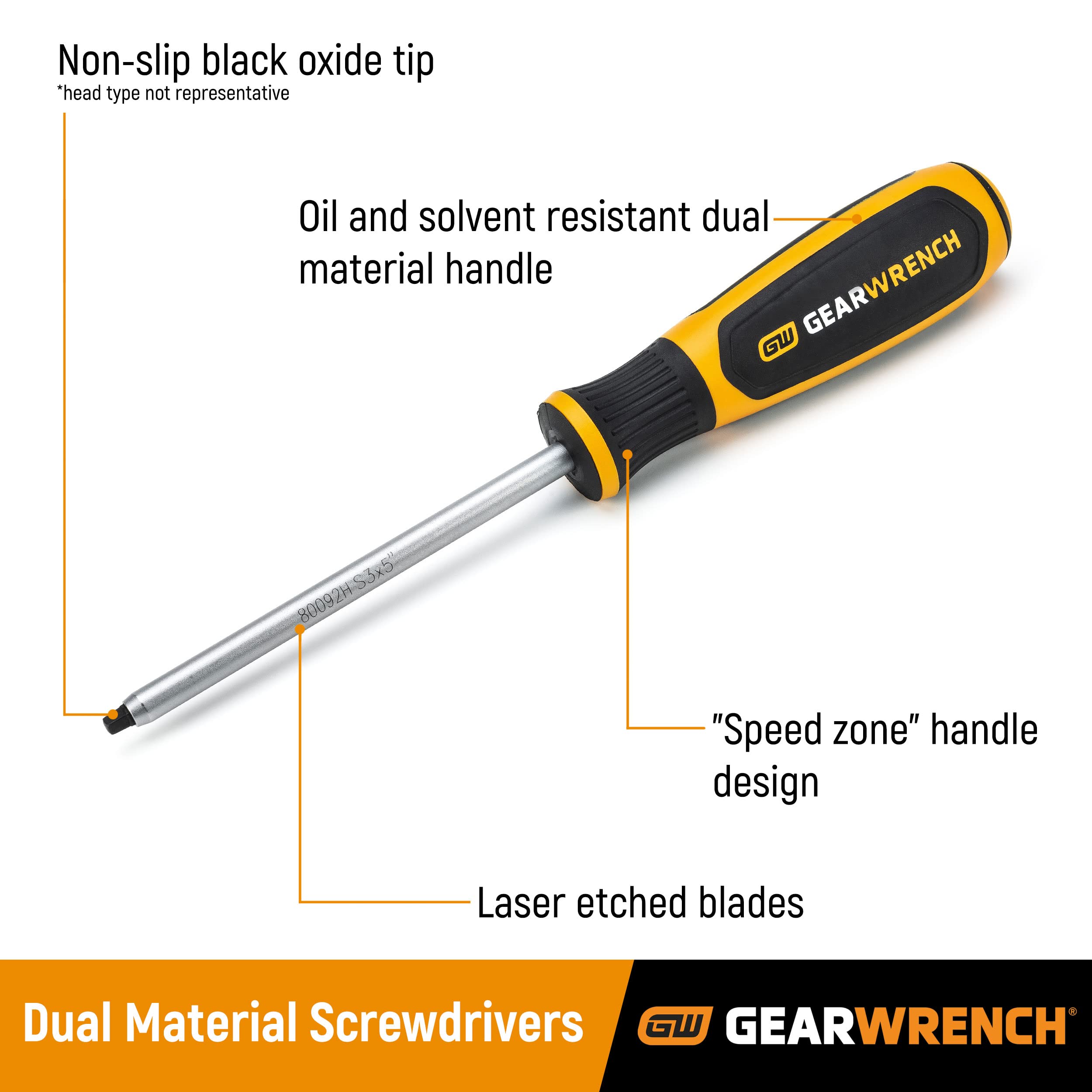 GEARWRENCH 12 Pc. Phillips/Slotted Dual Material Screwdriver Set - 80051H