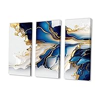 Modern Blue and Gold Agate Shape III Multi-Panel Canvas Print