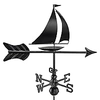 Modern Farmhouse-Inspired Sailboat Cottage/Shed Size Weathervane 8803KR w/Roof Mount - Black Finish by Good Directions