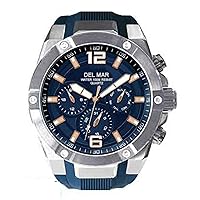 Del Mar 50393 52.5mm Stainless Steel Quartz Watch w/Silicone Band in Blue with a Blue dial