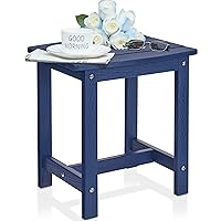 Y&M Outdoor Side Table, HIPS Adirondack Small Single Table, Waterproof Square Outside Table, Balcony Modern End Tables for Patio, Pool, Beach, Porch, Deck, Indoor or Outdoor Use, Navy Blue
