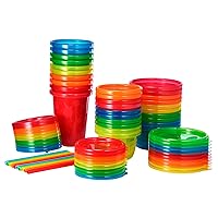 The First Years Take & Toss Spill Proof Party Pack - Rainbow Party Pack - Toddler Sippy Cups, Kids Bowls, and Snack Cups - Ages 9 Months and Up - 30 Count