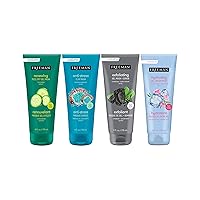 Facial Mask Variety Bundle, Hydrating & Cleansing Skincare, Anti-Stress, Cucumber, & Charcoal Facial Masks, Peel-Off, Clay, & Gel Masks, Exfoliating Scrub, 6 fl. oz./175 ml Tubes, 4 Count