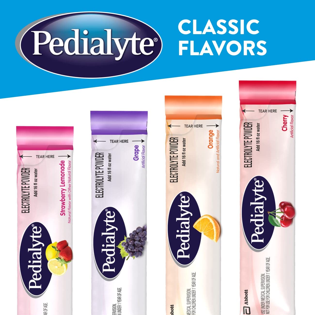Pedialyte Electrolyte Powder Packets, Cherry, Hydration Drink, 18 Single-Serving Powder Packets