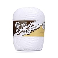 Lily 10201818001 Sugar 'N Cream Super Size Solid Yarn, 4oz, Gauge 4 Medium, 100% Cotton - White - Machine Wash & Dry Big Ball