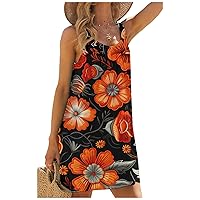 Beach Dress for Women Summer 2024 Classic Plus Size Japanese Art Floral High Waist Crewneck Sleeveless Skirt