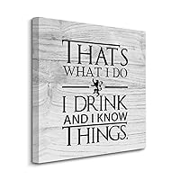 COCOKEN I Drink And I Know Things Canvas Hanging Wall Art Poster with Motivational Quote, Painting Farmhouse Home Wall Decoration for Bedroom Bathroom, Wedding Gift, 12x12 Inch