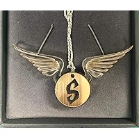 FSSS Ltd Personalised Silver Initial golden snitch necklace wizard teacher gift mum sister friend Christmas xmas