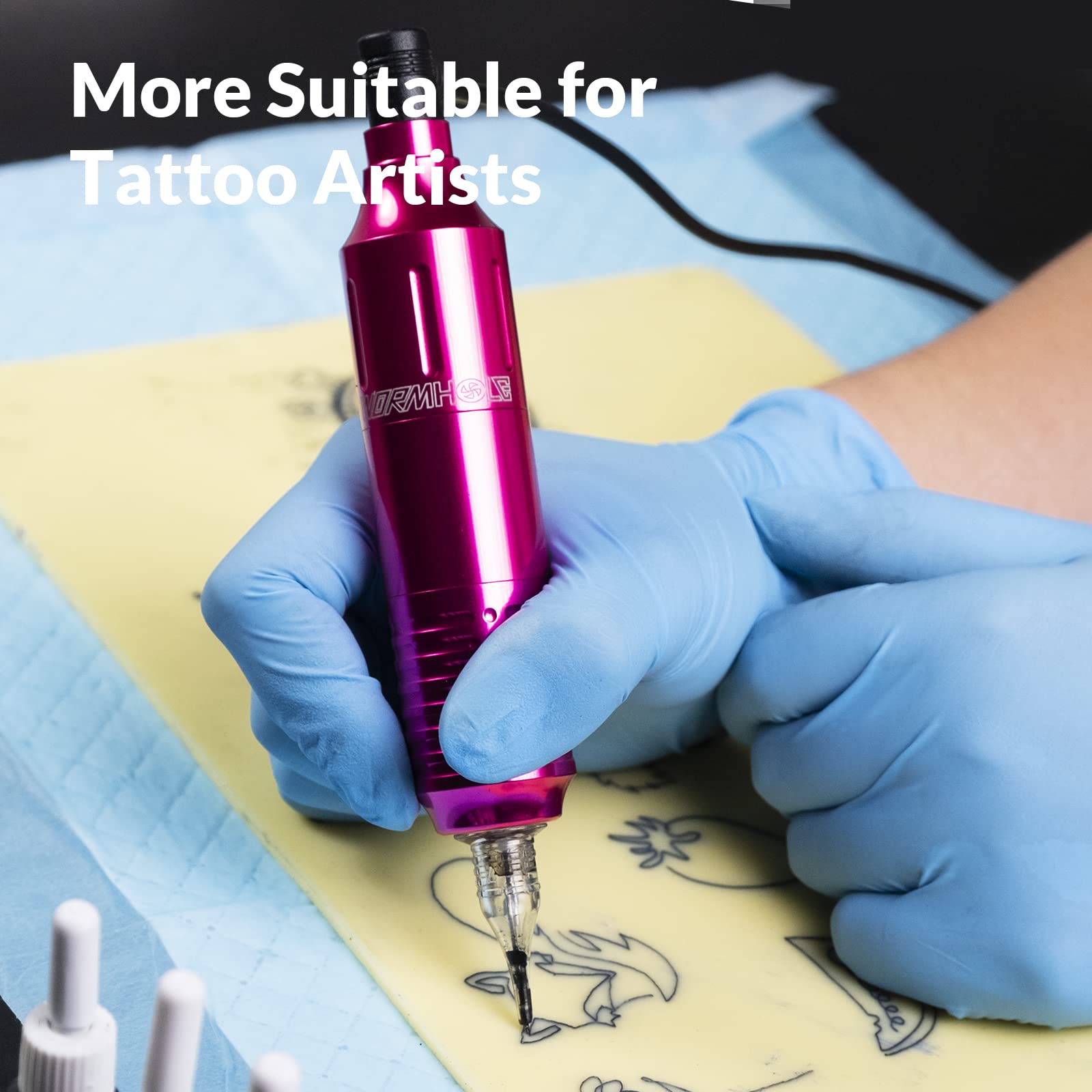 Wormhole Tattoo Kit Rotary Tattoo Machine Kit Tattoo Pen Kit with Power Supply 20 Tattoo Cartridge Needles 6 Tattoo Ink 40 Tattoo Ink Caps Complete Tattoo Gun Kit for Beginners Tattoo Artist