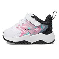 New Balance Kids Rave Run V2 Bungee Lace with Top Strap Shoe, White/Real Pink/Black, 7 US Unisex Toddler