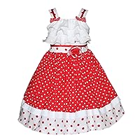 Baby Girls Red Summer Dress Polka Dots Twirly Skirt Disney Pictures