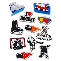 11PCS I Love Hockey Shoes Decoration Charms fits for Clog Sandals, Field Hockey Sport Shoe Decorations for Men Adults Women Party Favor