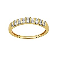 GILDED Lab Grown Diamond 1/4 ct. T.W. and 14K Gold Plating Over Sterling Silver Anniversary Band Ring