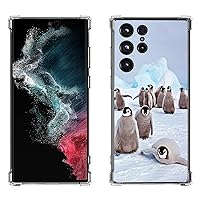 Galaxy S23 Ultra Case, Cute Playing Penguin Drop Protection Shockproof Case TPU Full Body Protective Scratch-Resistant Cover for Samsung Galaxy S23 Ultra 5G