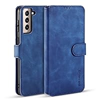 Coffee Retro Wallet Style Flip Lanyard Phone Case with Card Clip for Samsung Galaxy S22 S21 Ultra S10 S9 S8 S20 Plus FE S7 Edge 5G Stand Function Back Cover(Blue,S8 Plus)