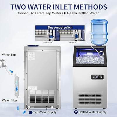 Commercial Ice Maker Machine 120Lbs/24H with 35Lbs Ice Capacity, 45Pcs  Clear Ice Cubes Ready in 11-20Mins, Stainless Steel Under Counter  Freestanding