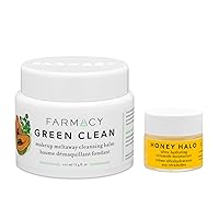 Farmacy Green Clean (100ml) and Mini Honey Halo Bundle - Cleansing Balm Makeup Remover & Ceramide Face Moisturizer