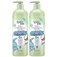 Suave Kids Shampoo and Conditioner 3 in 1 with Kids Body Wash - 100% Natural Coconut Oil, Tear Free Shampoo and Kids Soap, 16.5 Oz (Pack of 2)