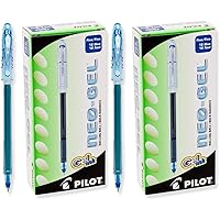 PILOT Neo-Gel Roller Ball Stick Pens, Blue Ink, Fine Point, 12 Count (14002) - 2 Pack