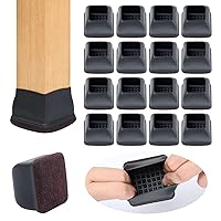 32 Pcs Square Chair Leg Floor Protectors for Hardwood Floors, Felt Furniture Pads Floor Protectors for Chair, Silicone Covers Caps Protect Wood Tile Floors from Scratches (Fit: 1.45''–2'', Black)