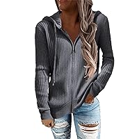 Womens Zip Up Hoodie Knit Jacket Hoodies Knitwear Sweatshirt Spring Fall Long Sleeve Knitted Coat Cardigan Sweaters Outwear