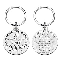 15th Birthday Gifts for Girls Boys, 15 Year Old Birthday Keychain, Born in 2009 Gifts, 2009 Birthday Decorations