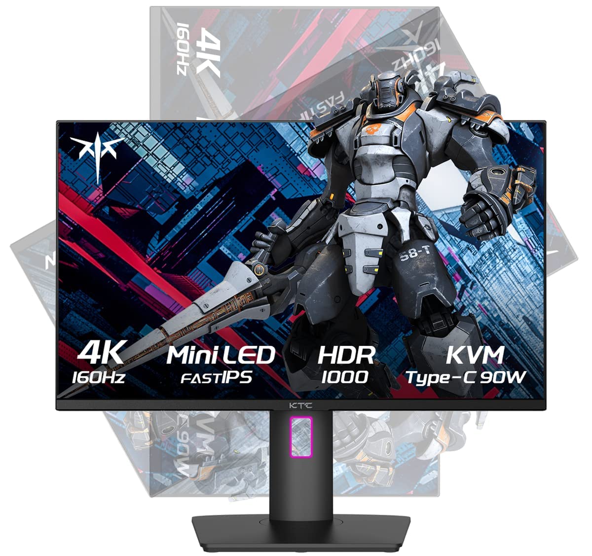 KTC 27 Inch 4K Gaming Monitor, Mini LED Monitor, Fast IPS, HDR1000, Built-in Speakers, HDMI2.1, DP1.4, Type-C 90W, 160Hz/144Hz Computer Monitor, Vesa Wall Mount PC Monitor (4K 160Hz Mini LED)