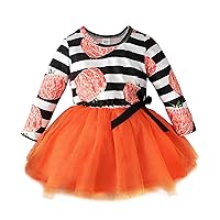 Toddler Girls Long Sleeve Stirpe Prints Dress Dance Party Dresses Clothes Long Sleeve Romper for Girls