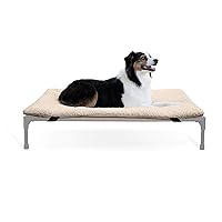 K&H Pet Products Original Dog Cot Microfleece Pad for Outdoor Raised Dog Bed, Portable Dog Cot Pad, Washable Dog Bed (Cot Sold Separately) - Tan Fleece Large 42.0