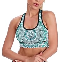 Green Mint Mandala Breathable Sports Bras for Women Workout Yoga Vest Underwear Crop Tops Gym