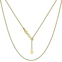 Jewelry Affairs 14k Yellow Real Gold Adjustable Wheat Chain Necklace, 1.0mm, 22