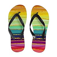 Vantaso Slim Flip Flops for Women Rainbow Abstract Luxury Lines Yoga Mat Thong Sandals Casual Slippers
