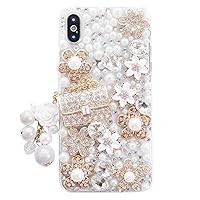 iPhone Xr Women Case, DMaos Handbag Design Sparkly Rhinestone Cover, Cute Girly Bling Diamond Snow Flower, Beauty for iPhone 10r 6.1 inch 2018