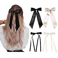 Bow Clips for Women Velvet, ELKINROVIC Mini Bow Alligator Clips Long Soft Small Coquette Bows Ribbon Bowknot Hair Bows for Girls Adult Kids(4Packs)